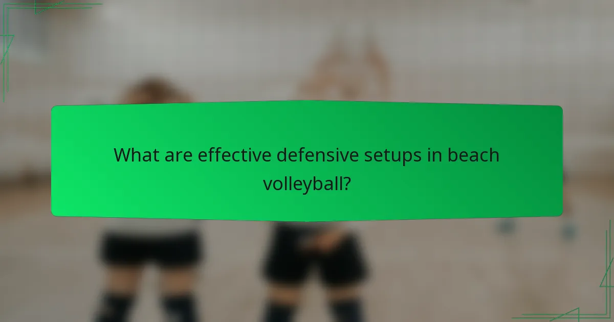 What are effective defensive setups in beach volleyball?