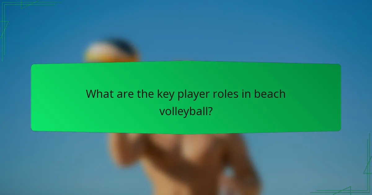 What are the key player roles in beach volleyball?