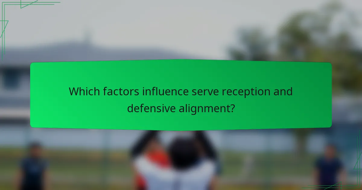 Which factors influence serve reception and defensive alignment?
